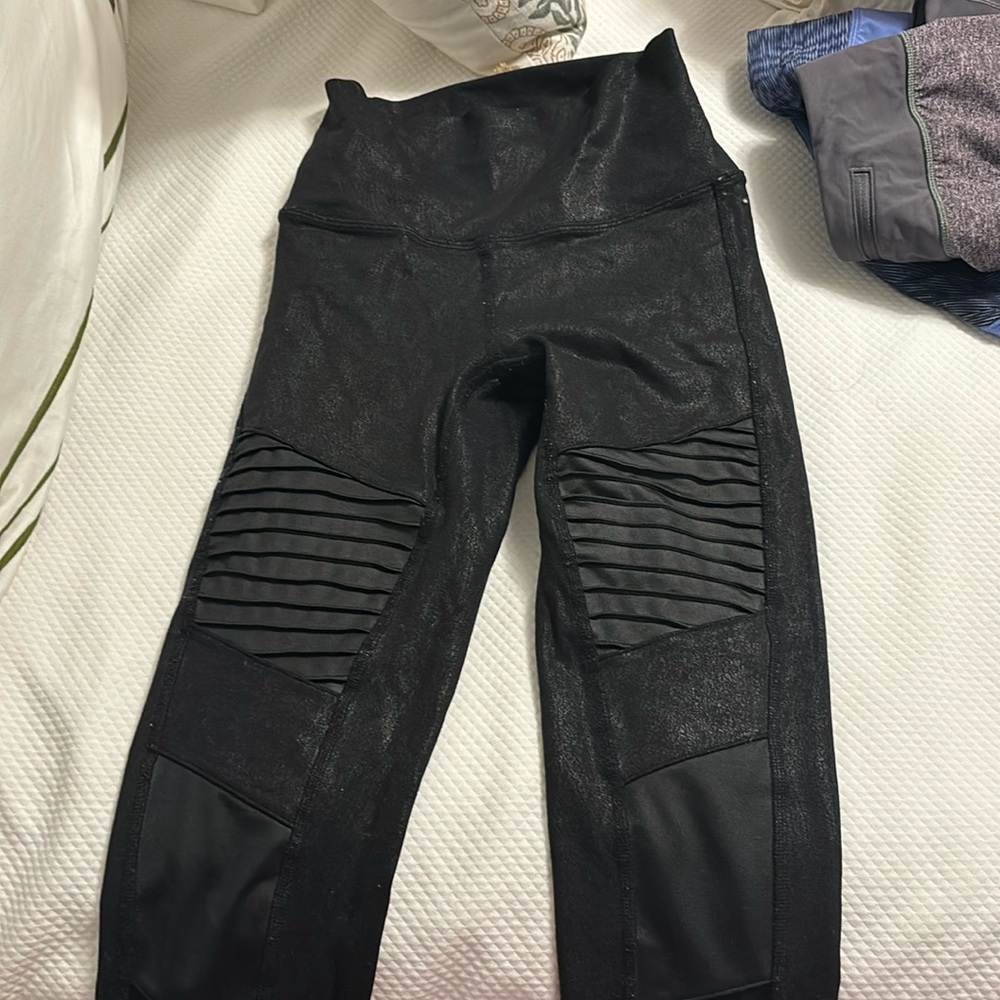 ALO Yoga High-Waist Moto Faux-Leather Leggings Black XS
